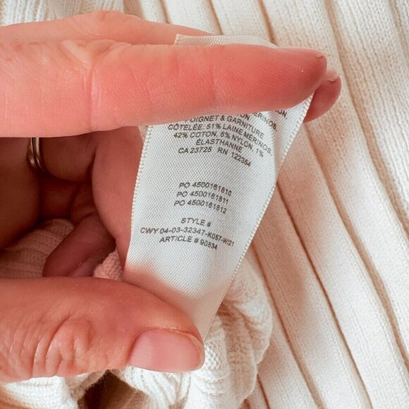 Aritzia Wilfred Thais Knit Plunge Sweater Cardigan Wool Cotton Light Birch XL - Picture 8 of 9